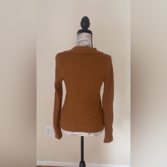 Old Navy Brown Ribbed V-Neck Sweater Womens Size XS adorable romper - Picture 3 of 5